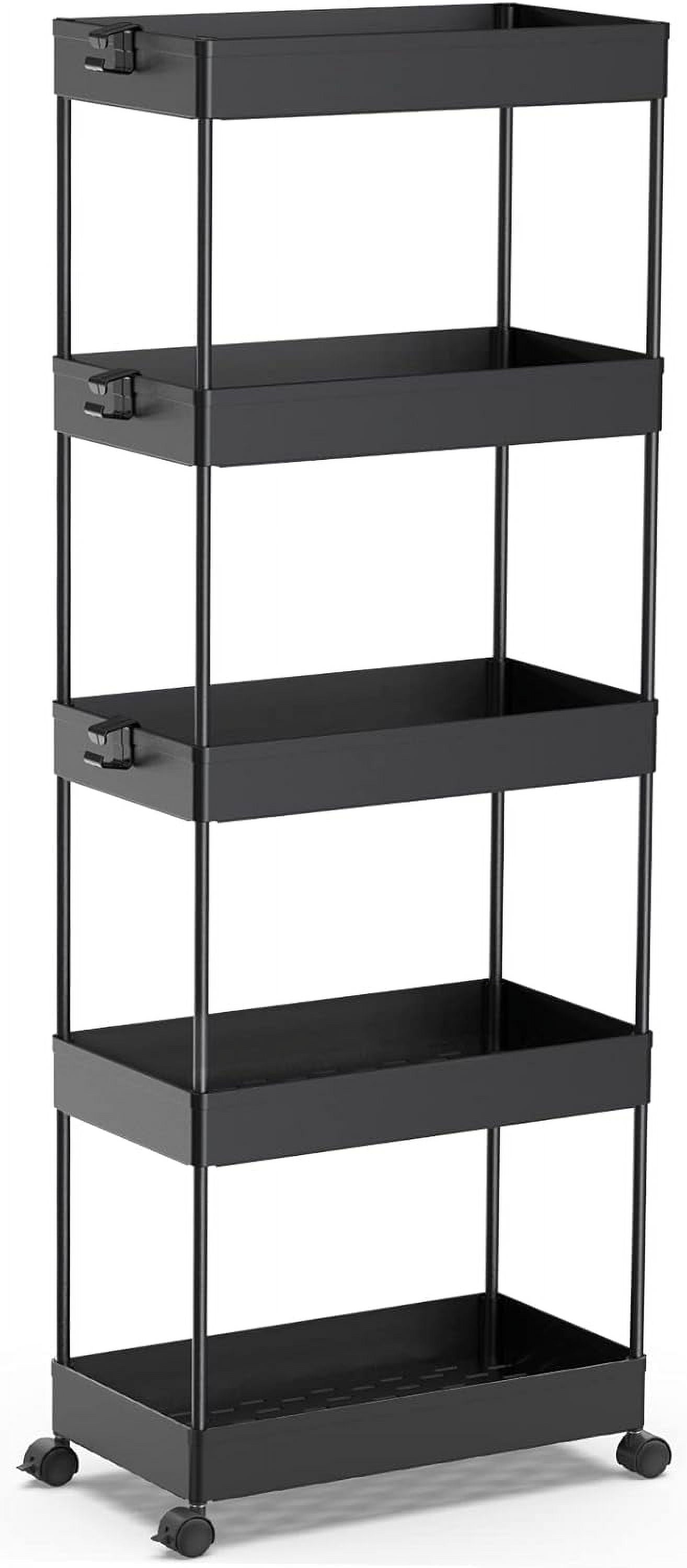 4/5  Tier Slim Rolling Storage Cart Bathroom Organizer Mobile Shelving Unit Utility Cart Tower Rack for Kitchen Laundry Narrow Places, White