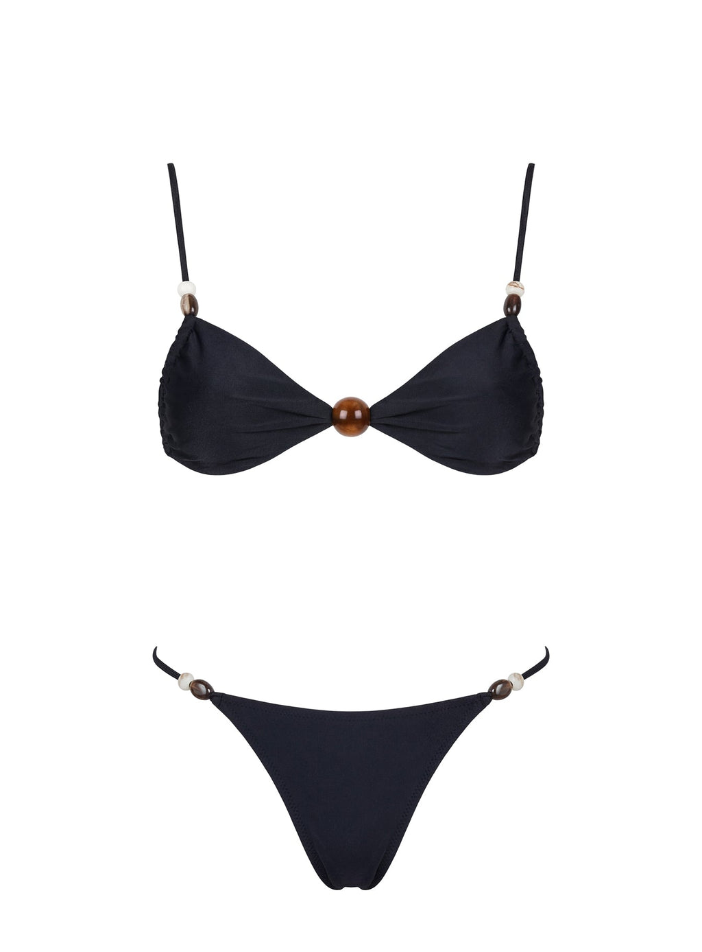 Tan Lines Bead Detail Bikini Bottoms Black