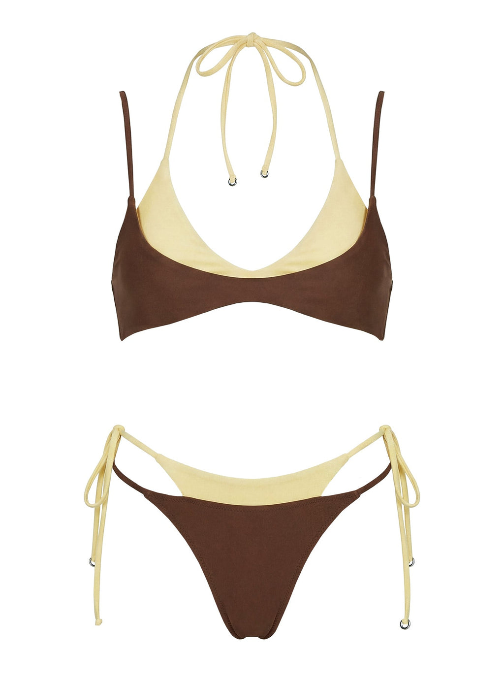 Andrei Layered Cheeky Bikini Bottoms Brown / Yellow