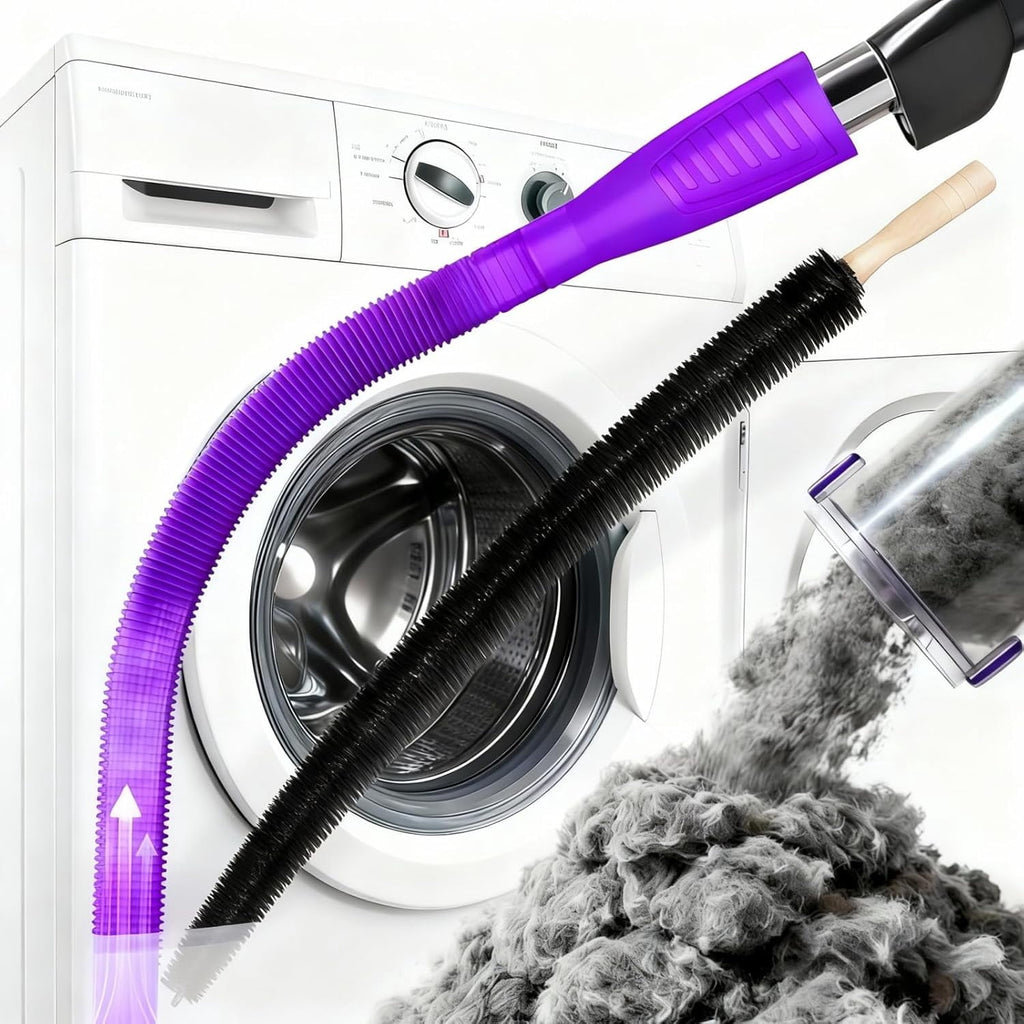Dryer Vent Cleaner Kit - Universal Vacuum Hose Attachment &amp; Lint Brush,  Fit Most Vacuums for Dryer, Effectively Clean Clogged Dryer Ducts, Refrigerator Coils &amp; Behind Appliances