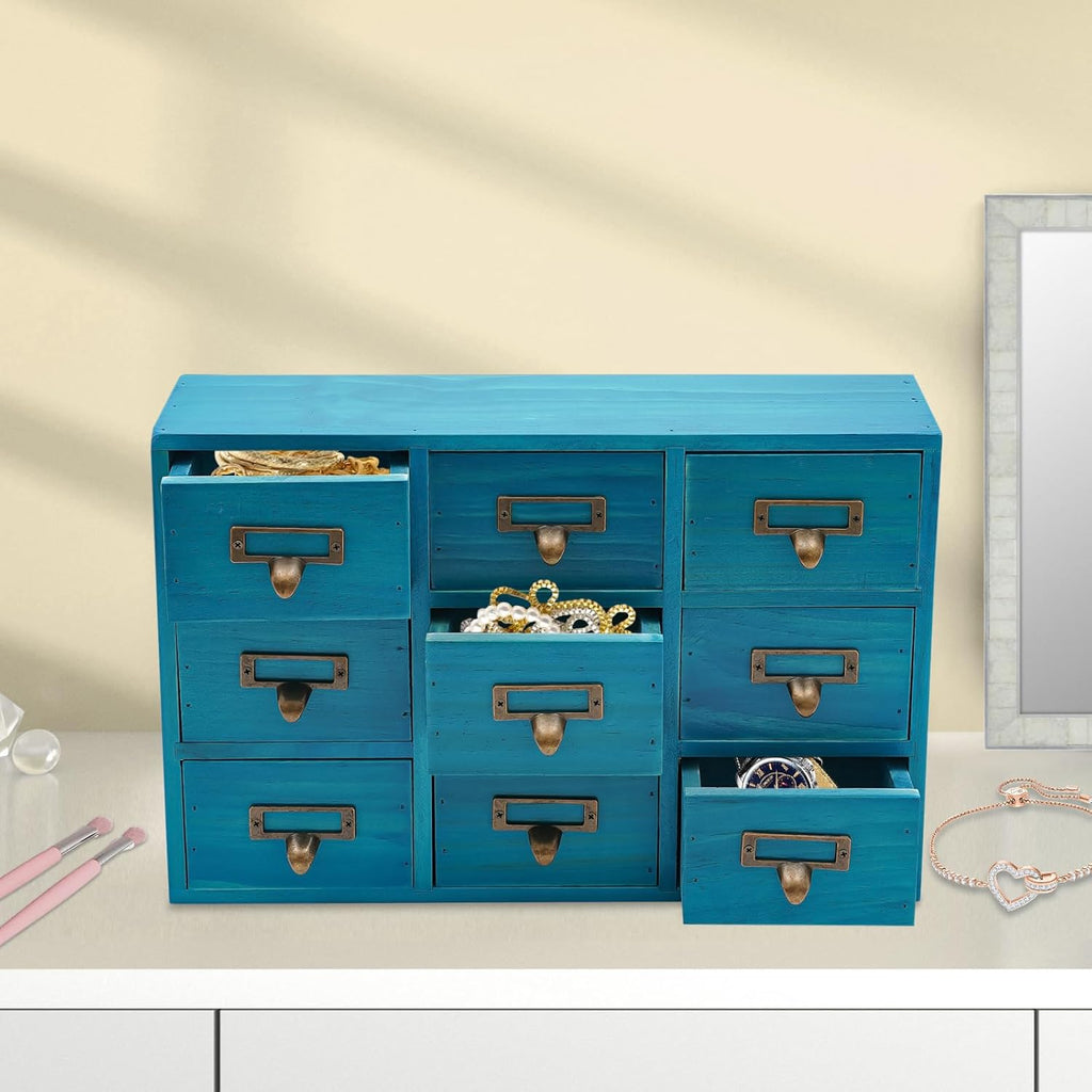 9 Drawers Apothecary Cabinet, Wooden Desk Drawer Organizer,Apothecary Chests and Cabinets, Herb Storage Box