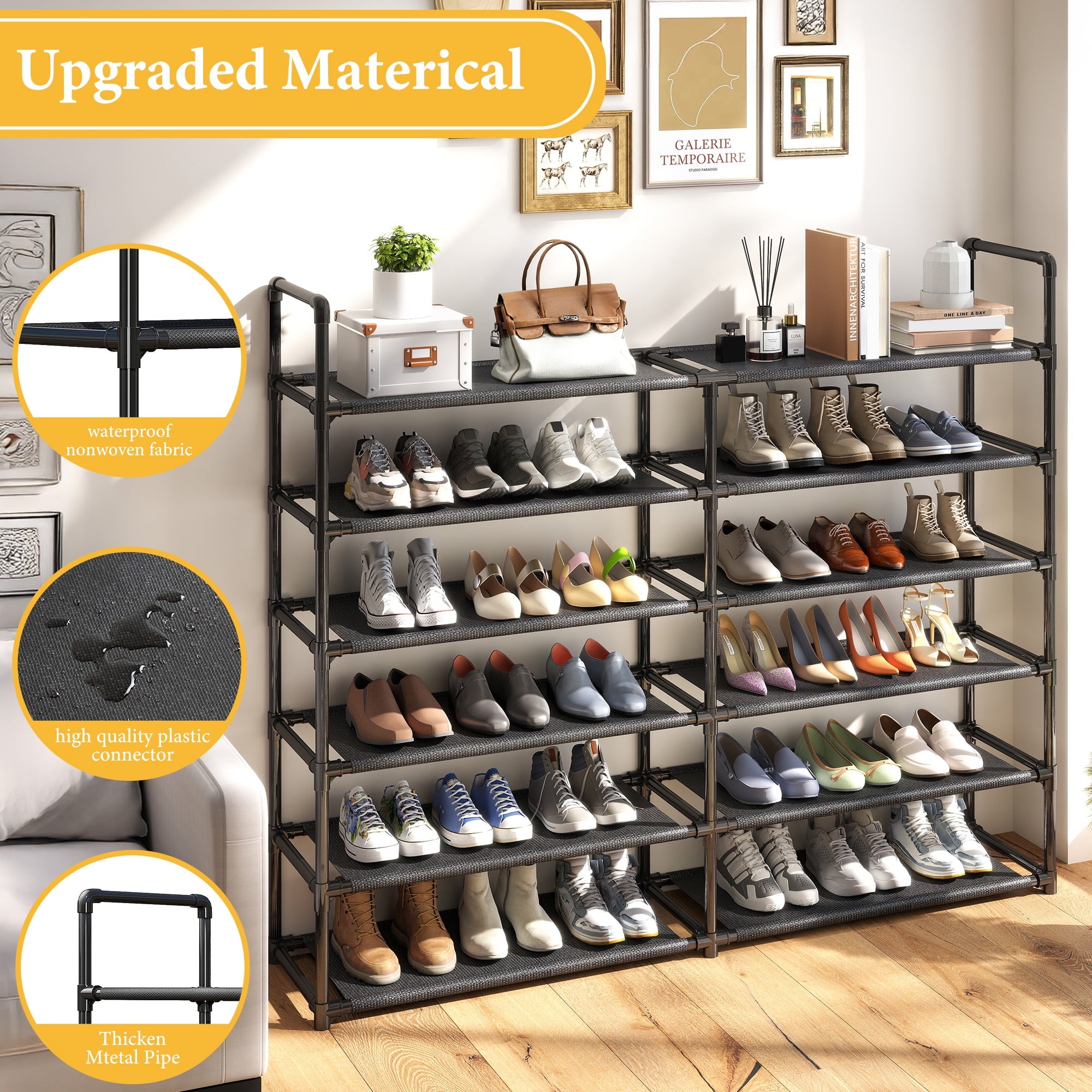 5 Tier Shoe Rack, Large Capacity Sturdy Shoe Organizer, Metal Shoe Shelf, Holds up to 26 Pairs for Entryway, Closet and Bedroom