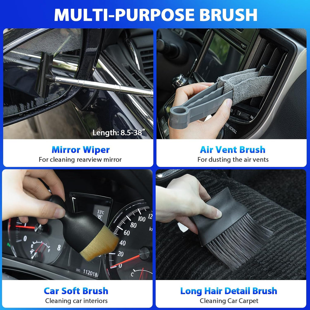 A house of tools Pink Car Duster Interior Kit, Perfect Car Detailing Brush Kit for Cleaning Windows,Windshield,Dashboard and Air Vents Suitable for All Cars
