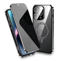 Magnetic Double-Sided Glass Privacy Phone Case Compatible with for iPhone 12, 13, 14, 15 and 16 Pro Max Plus with Security Lock, Comes with Kickstand and Camera Lens Protection.