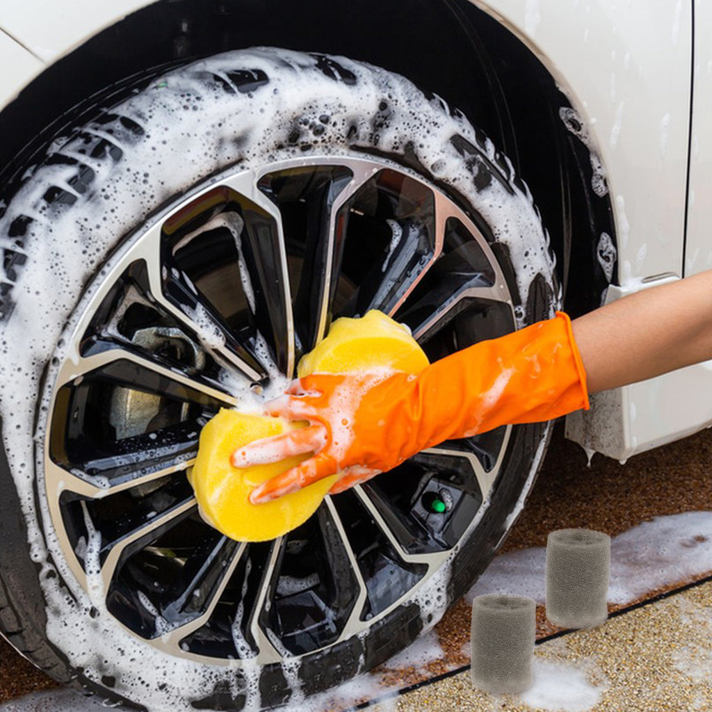 5pcs Sponge Wheel Detailing Brush with Embedded Steel Ring Screw Cleaning Handle Lug Wash Nut Sponge Cleaner Tool