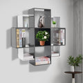 Bookcase Wall Mounted Book Shelf Modern 3-Tier Floating Shelf Bookcase with 9 Compartments, Floating Cube Shelves, for Study, Office, Kitchen, Bedroom, and Living Room (Red&amp;Black)