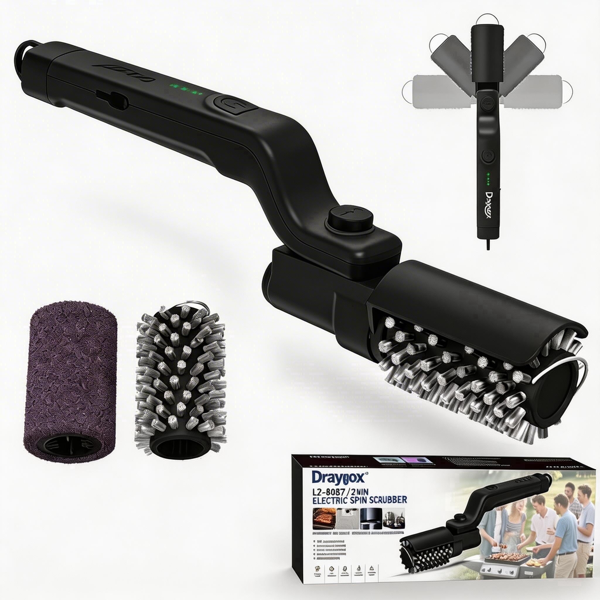 Electric Grill Brush, High Torque BBQ Cleaner,3-Speed Modes, Type-C Rechargeable Clean Tool, Steel Bristles for Porcelain,Cast Iron ,Stainless Grates