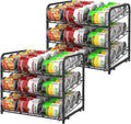 2 pack Can Organizer for Pantry Stackable, Stacking Can Storage Dispensers Small Space Holds up to 36 Cans for Pantry, Kitchen, Cabinet Black