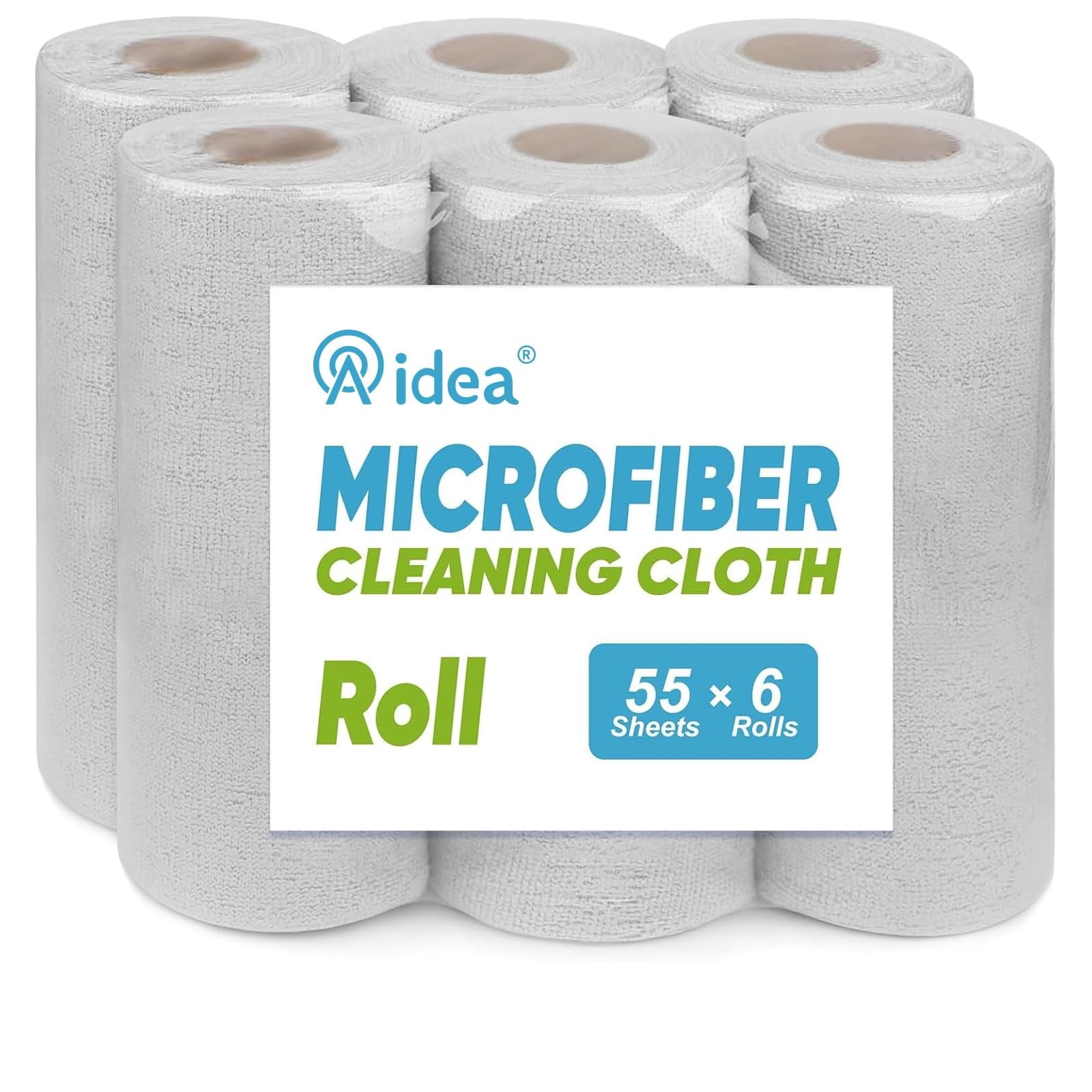 Microfiber Cleaning Cloth Roll, Blue Shop Towels 55 Sheets Washable, Microfiber Towels For Cars, Blue Rags Reusable Paper Towel For Automotive, Workshop, House, Kitchen, Cleaning Supplies11×9"