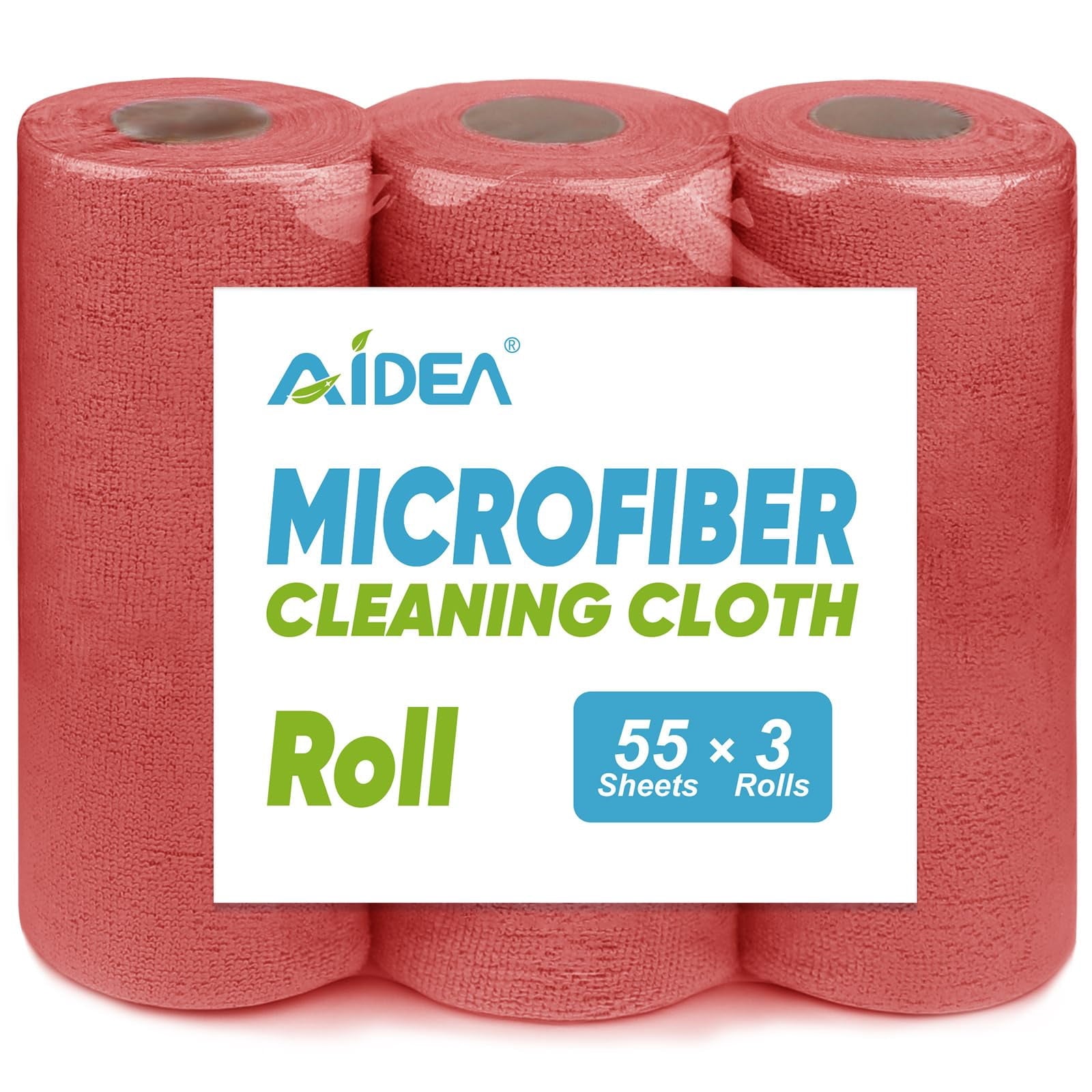 Microfiber Cleaning Cloth Roll, Blue Shop Towels 55 Sheets Washable, Microfiber Towels For Cars, Blue Rags Reusable Paper Towel For Automotive, Workshop, House, Kitchen, Cleaning Supplies11×9"