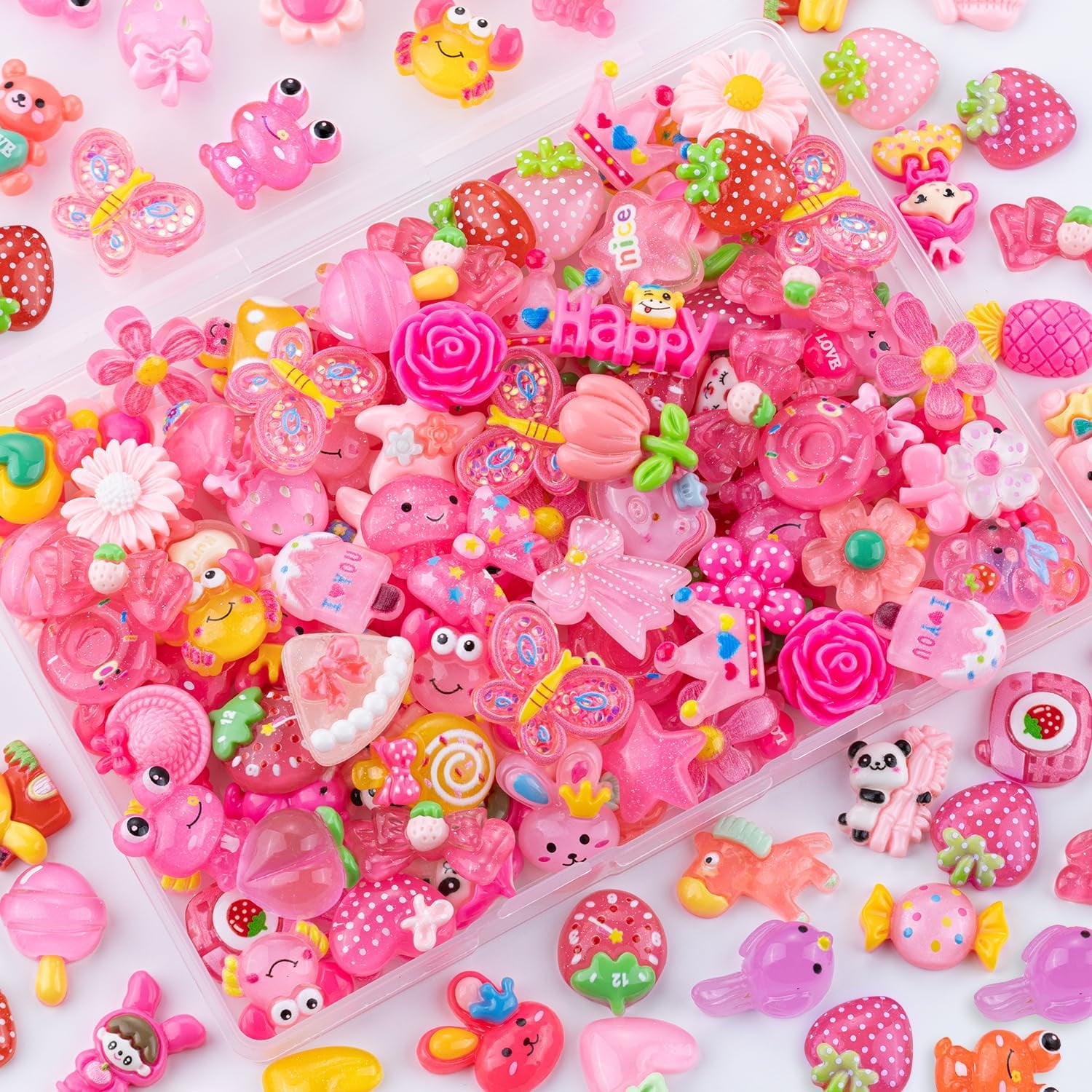 60Pcs Mixed Colors Slime Charms Assorted Cute Jelly Embellishments, Random Bulk Flatback Resin Ornament Bear Star Kawaii Slime Accessories for Phone Junk Case, Scrapbooking Crafting &amp; DIY Decor