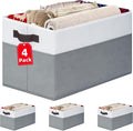 4 Pack Large Storage Baskets for Shelves | Fabric Closet Organizers and Storage Bins with Handles Home Organization | Decorative Collapsible Baskets for Organizing Clothes Toy Nursery 14"x10"
