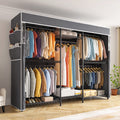 Heavy Duty Clothes Rack with Cover Loads 900LBS, Clothing Racks for Hanging Clothes, Freestanding&amp; Adjustable Closet with Cover, Black, 74.9" Wx17.8 Dx76.9 H