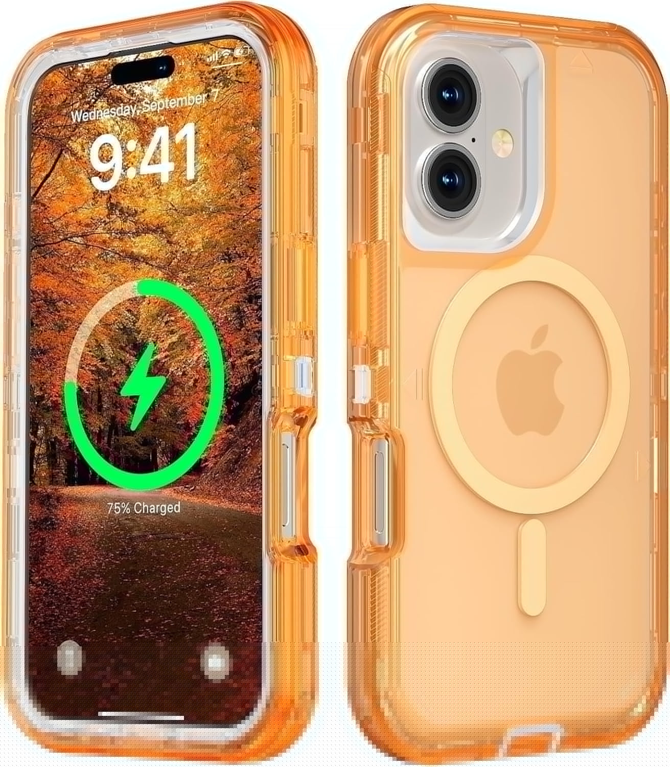 For iPhone 16 Transparent Phone Case Compatible with MagSafe, Triple Layer Magnetic Charging Case, iPhone 16 Heavy Duty Shockproof and Drop-Proof Phone Case, 6.1 inch