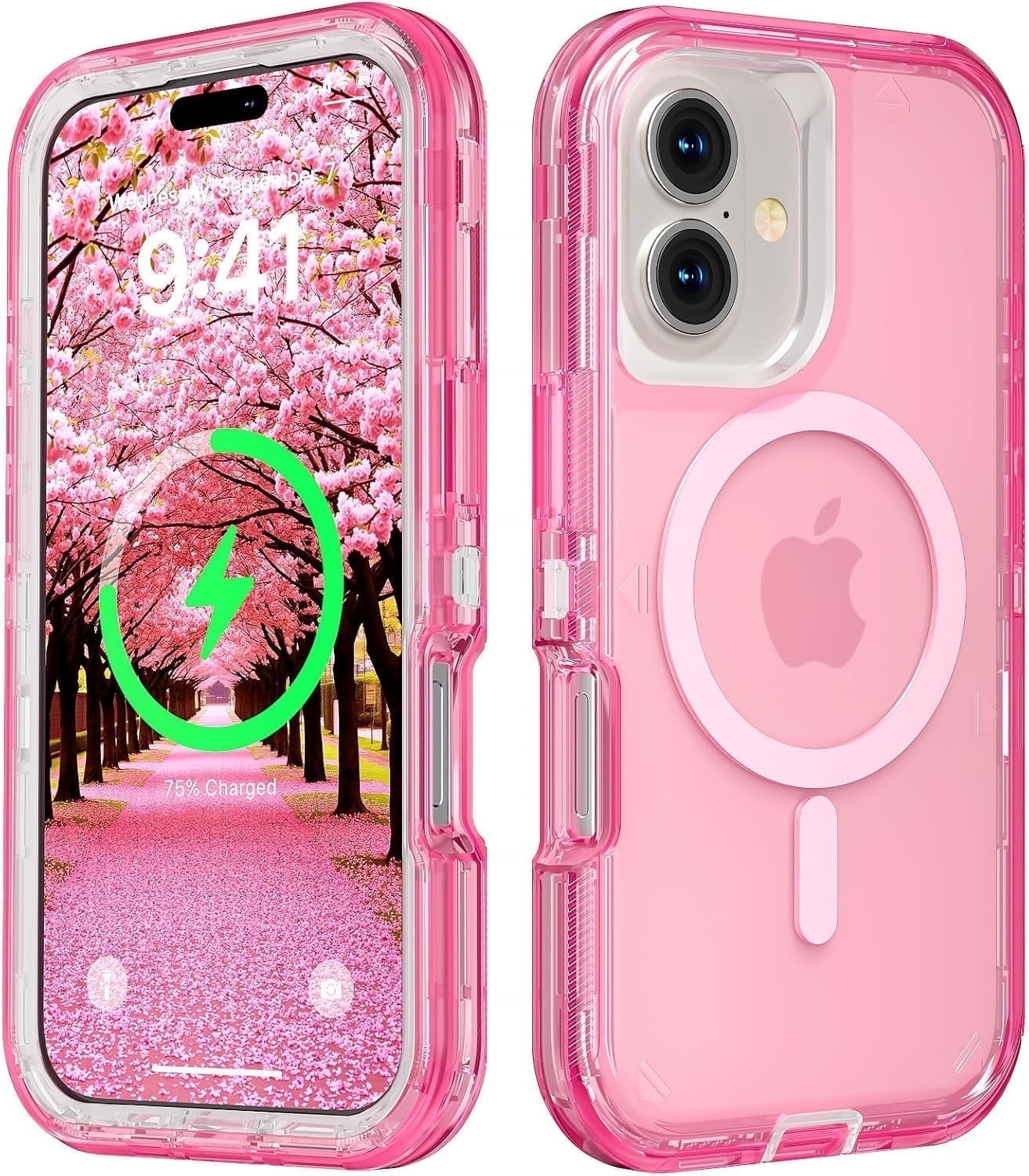 For iPhone 16 Transparent Phone Case Compatible with MagSafe, Triple Layer Magnetic Charging Case, iPhone 16 Heavy Duty Shockproof and Drop-Proof Phone Case, 6.1 inch