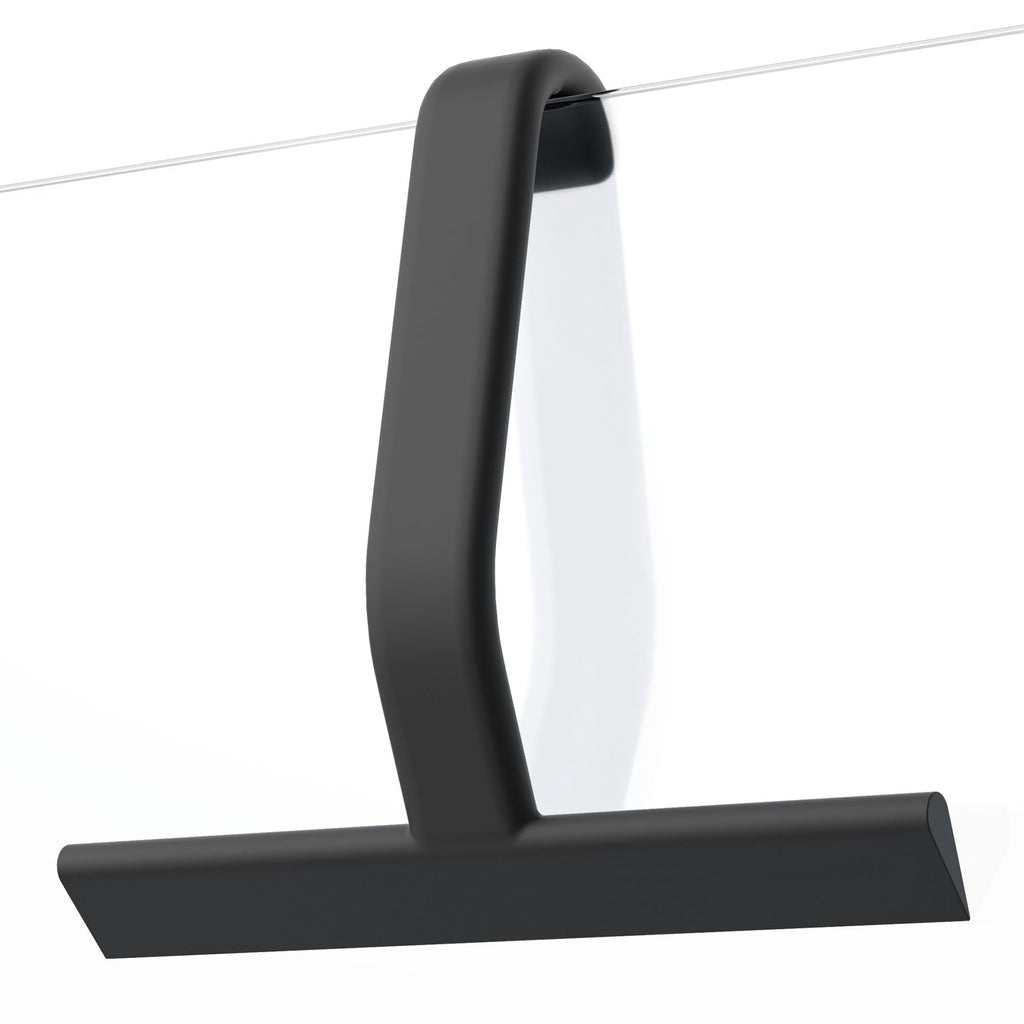 Shower Squeegee for Glass Doors, All-in-One Award-Winning Silicone Squeegee with Built-in Hook for Bathroom, Window, Mirror, Tile Wall, Car, Streak-Free Cleaner Tool, 10-Inch Black