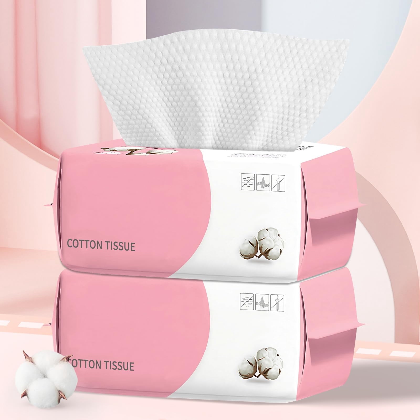 Disposable Face Towel, Ultra Soft &amp; Thick Washcloths, Biodegradable Facial Towels for Sensitive , Makeup Remover Dry Wipes, Lint-Free Towelettes for Cleansing