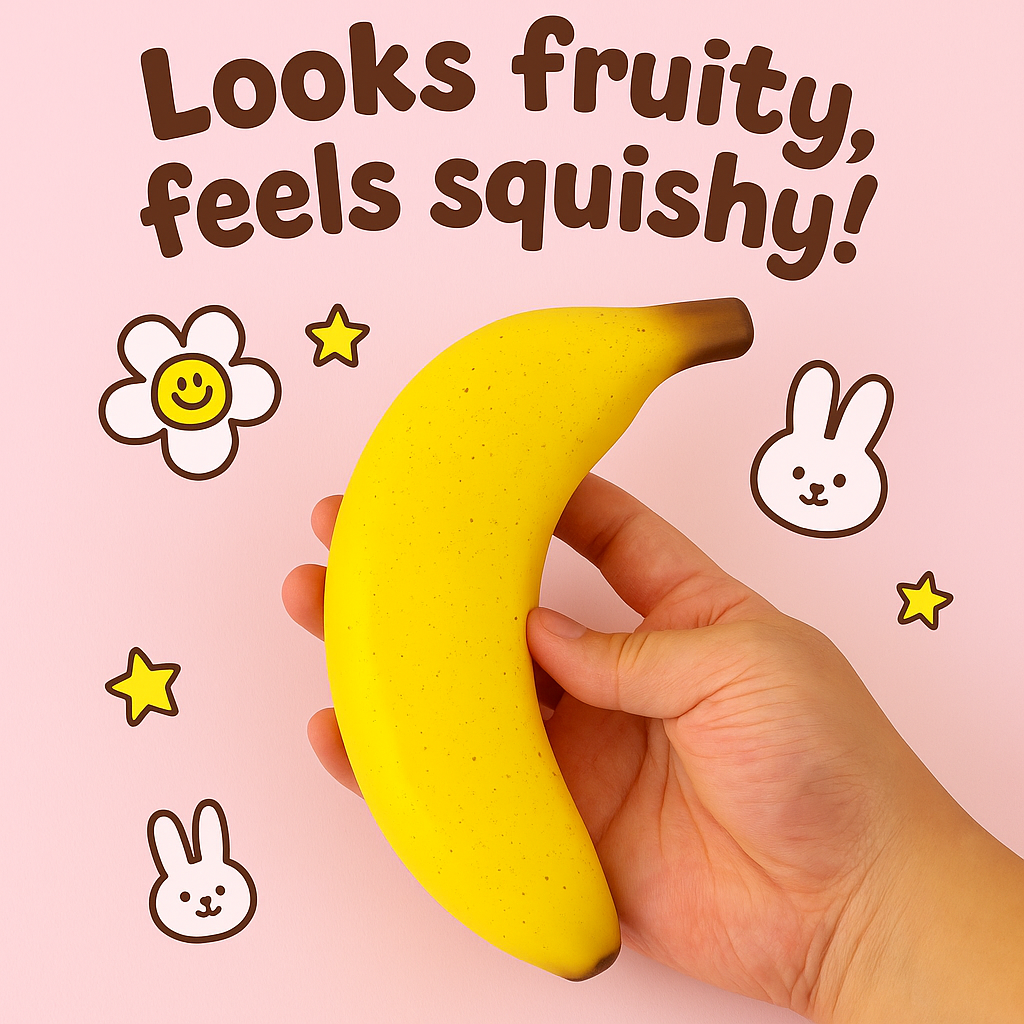 Jumbo Sticky Banana Squishy - Slow Rising Realistic Fruit Toy | Big Yellow Stress Relief Fidget