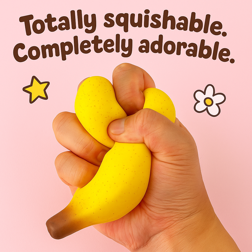Jumbo Sticky Banana Squishy - Slow Rising Realistic Fruit Toy | Big Yellow Stress Relief Fidget